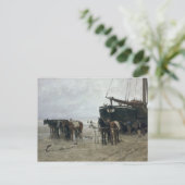 Boot am Strand in Scheveningen, 1876 Postkarte (Stehend Vorderseite)