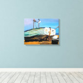 Boot am Strand Leinwanddruck (Insitu (Holzboden))