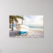 Boot am Strand Leinwanddruck (Vorderseite)