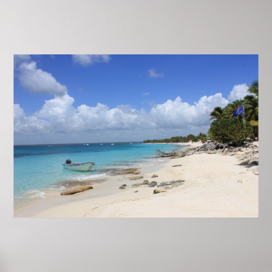 Boot am Strand Poster (Vorne)