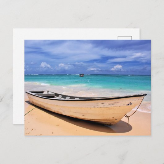 Boot am Strand Postkarte (Vorne/Hinten)
