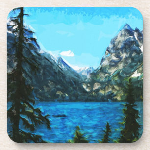 Boot auf dem Bergsee Abstrakter Impressionismus Getränkeuntersetzer