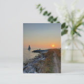 Boot auf dem Ontariosee während der Sunset Card Postkarte (Stehend Vorderseite)