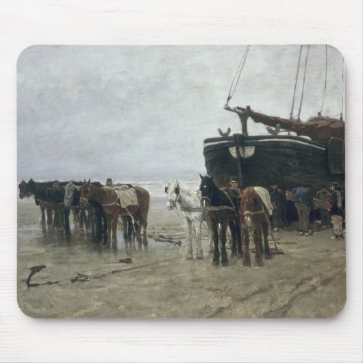 Boot auf dem Strand in Scheveningen, 1876 Mousepad (Vorne)