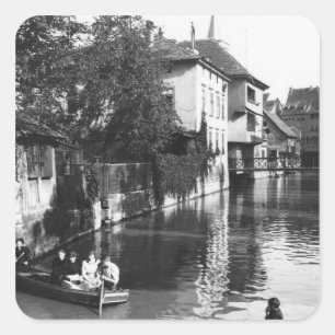 Boot auf der Gera in Erfurt Quadratischer Aufkleber