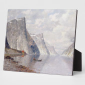 Boot auf einem norwegischen Fjord (Öl auf Leinwand Fotoplatte (Seite)