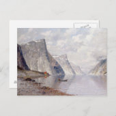 Boot auf einem norwegischen Fjord (Öl auf Leinwand Postkarte (Vorne/Hinten)