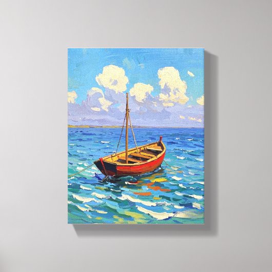 Boot auf Wave Van Gogh Art Leinwanddruck (Vorderseite)