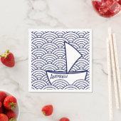 Boot auf Waves Paper Napkin Serviette (Beispiel)