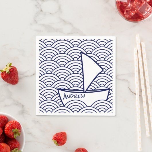 Boot auf Waves Paper Napkin Serviette (Beispiel)