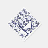 Boot auf Waves Paper Napkin Serviette (Ecke)