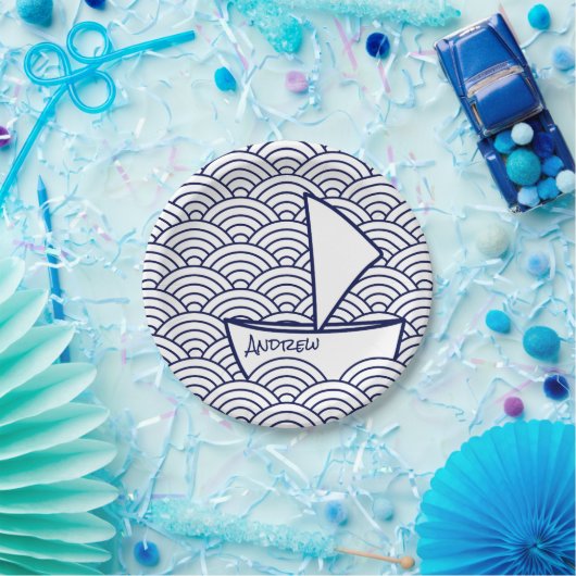 Boot auf Waves Paper Plate Pappteller (Party)