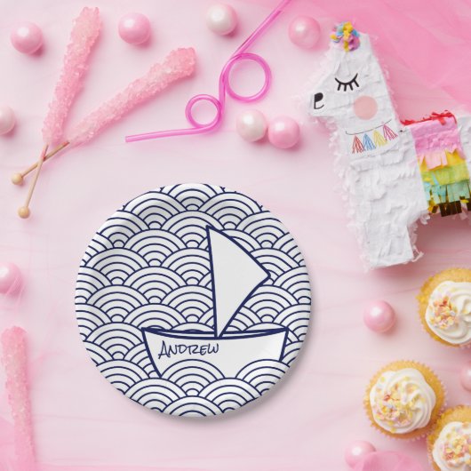 Boot auf Waves Paper Plate Pappteller (Party)