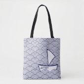 Boot auf Waves Tote Bag Tasche (Vorderseite)