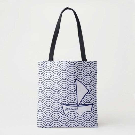 Boot auf Waves Tote Bag Tasche (Vorderseite)