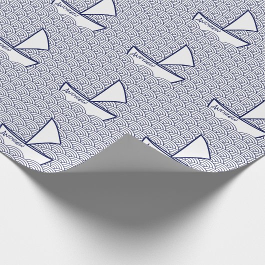 Boot auf Waves Wrapping Paper Geschenkpapier (Ecke)