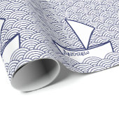 Boot auf Waves Wrapping Paper Geschenkpapier (Rolleneckpunkt)