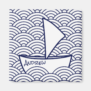 Boot auf Wellen-quadratischem Magneten Magnet