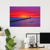 Boot bei Sonnenaufgang Poster (Heimbüro)