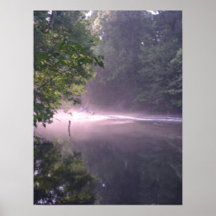 Boot bei Sonnenuntergang am Fluss Print Poster