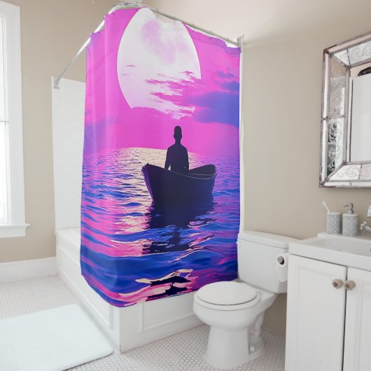 Boot bei Sonnenuntergang Duschvorhang (Beispiel)