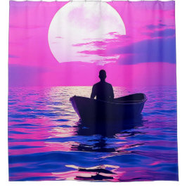 Boot bei Sonnenuntergang Duschvorhang