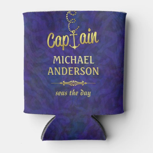 Boot Captain Nautical Anchor Gold | INDIVIDUELLE N Dosenkühler (Vorderseite)