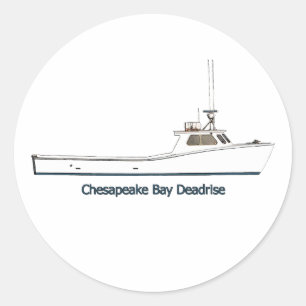 Boot Chesapeake Bays Deadrise (betitelt) Runder Aufkleber