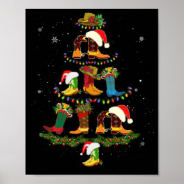 Boot Christmas Tree Line Dance Funny Dancing Boots Poster