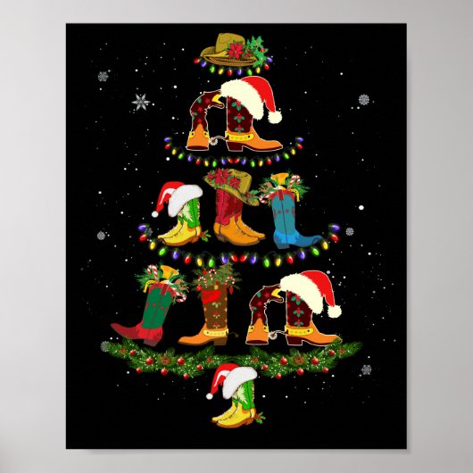 Boot Christmas Tree Line Dance Funny Dancing Boots Poster (Vorne)