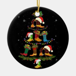 Boot Christmas Tree Line Tanz Funny Dancing Boots Keramik Ornament