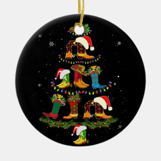 Boot Christmas Tree Line Tanz Funny Dancing Boots Keramik Ornament (Vorne)