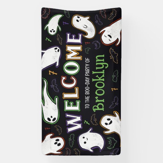 Boot-Day-Party von Fledermäusen und Geistern Willk Banner (Vertikal)