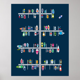 Boot Dock-Multi auf Marine Poster
