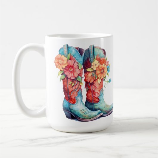 Boot Floral Design 15 oz Klassische Tasse (Links)