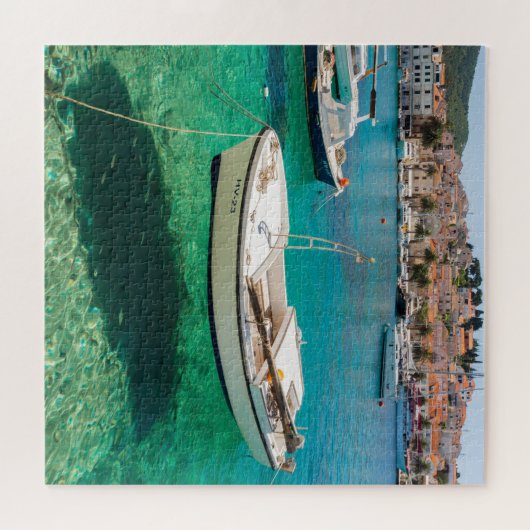 Boot im klaren Wasser Kroatien Jigsaw Puzzle (Horizontal)