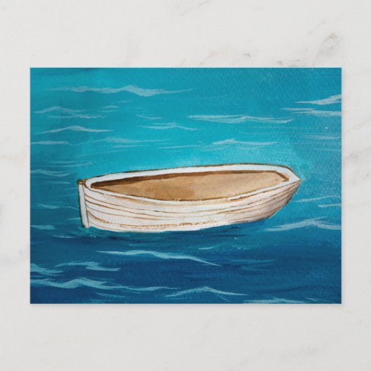 Boot im Ozean | Blaues Meer Postkarte (Vorderseite)