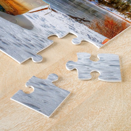 Boot im Schnee in Big Bear See, Kalifornien Puzzle (Seite)