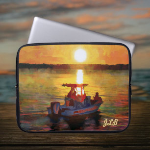 Boot in den Sonnenuntergang Neoprenschlauch Laptopschutzhülle