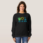 Boot Kapitän Peace Liebe Boating Gefärbte Krawatte Sweatshirt (Vorne ganz)