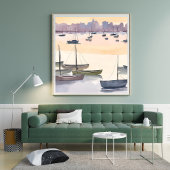 Boot-Marina | Aquarell-Ozeanbucht Poster