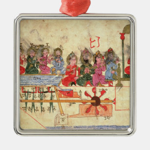 Boot mit Automaten, Illustration Ornament Aus Metall