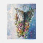 Boot mit farbenfrohen Wildblumen Fleecedecke (Vorderseite)