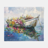Boot mit farbenfrohen Wildblumen Fleecedecke (Vorderseite (Horizontal))