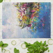 Boot mit farbenfrohen Wildblumen Geschirrtuch (Gefaltet)