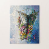 Boot mit farbenfrohen Wildblumen Puzzle (Vertikal)