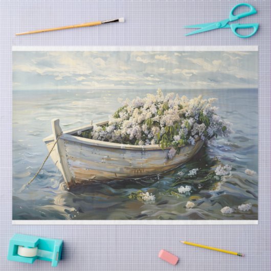 Boot mit Pale Lilac Blume Decoupage Seidenpapier (Basteln)