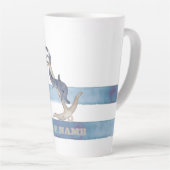 Boot Name, Anker Delfin Hellblaue Streifen Milchtasse (Rechte Ecke)