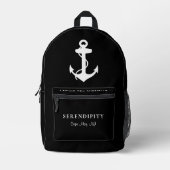 Boot Nautical Anchor Captains Black Bedruckter Rucksack (Vorderseite)