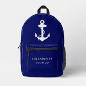 Boot Nautical Anchor Captains Navy Blue Bedruckter Rucksack (Vorderseite)
